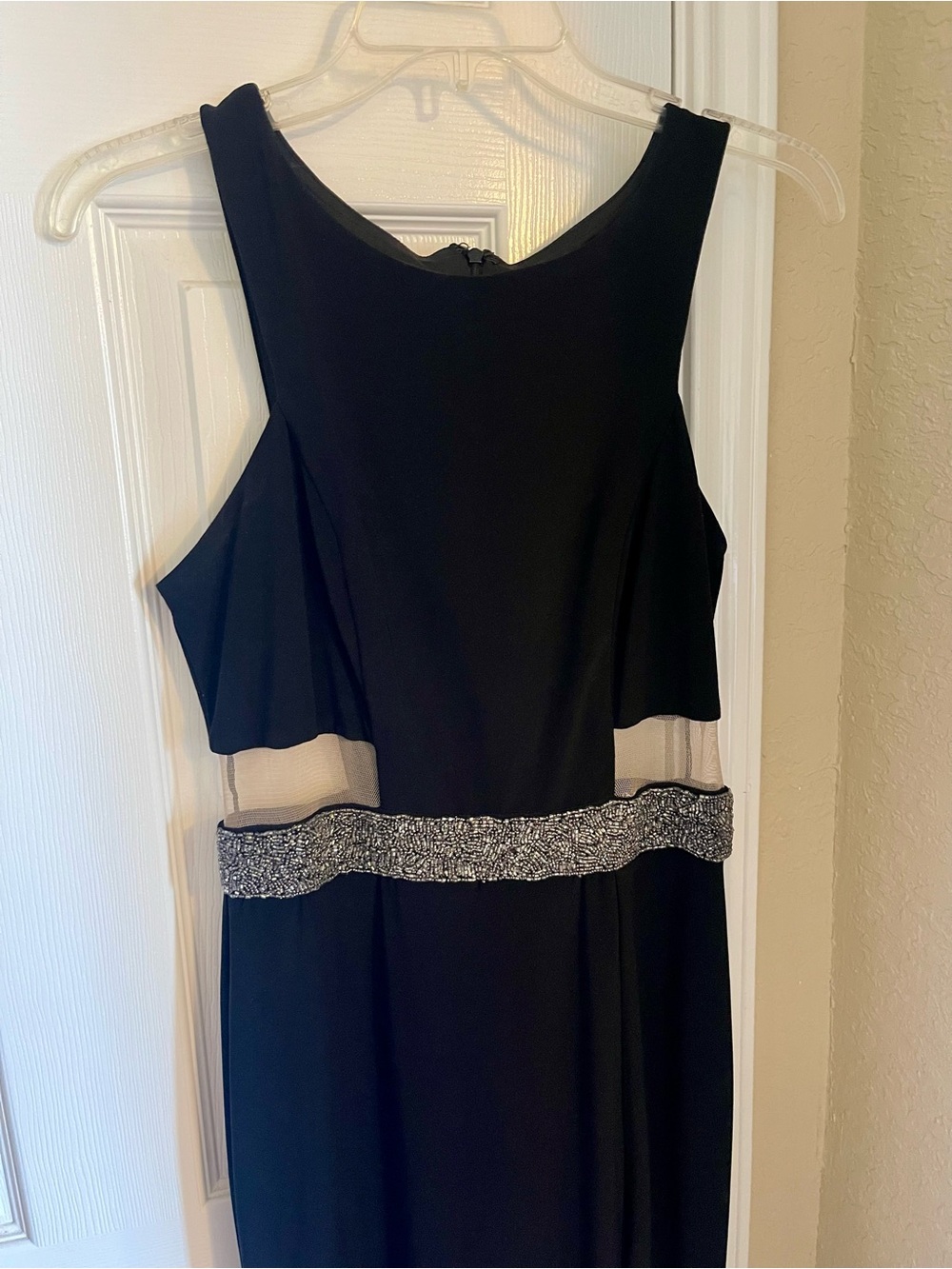 Scarlett Black Evening Gown with Silver Embellished Waist